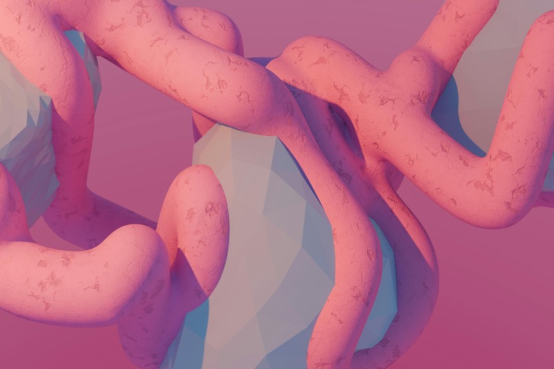 Blender interface with a sculpted organic character model and tool panels visible